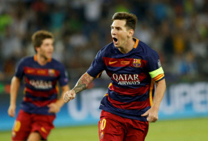 Messi celebra uno de sus goles con el Barcelona.