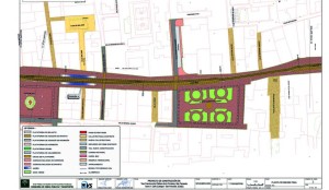 Plano del proyecto donde se observa la reurbanización de las calles perpendiculares.