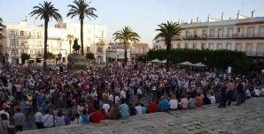 Imagen de la concentración convocada por los trabajadores de Navantia en San Fernando reciemtemente.