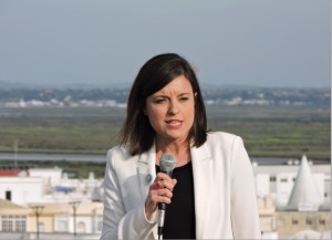 La alcaldable socialista durante su intervención.