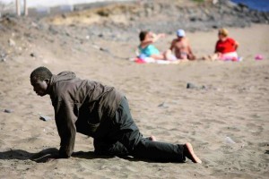 Playa de Gran Tarajal en la isla de Fuerteventura el 5 de Mayo de 2006.