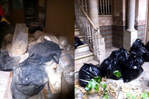 Antes y después de recuperar el material. Fotografía de Jesús Martín