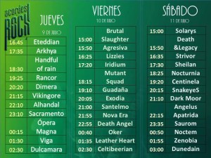 Horario de las actuaciones.