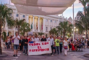 Durante la manifestación en Cádiz.