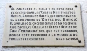 Placa en memoria de Ortiz del Barco, en Ancha (1950)
