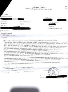 Informe clínico emitido el 8 de noviembre.