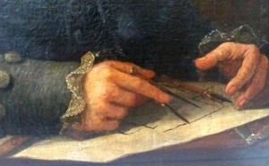 Retrato de Cayón. Detalle de las manos.